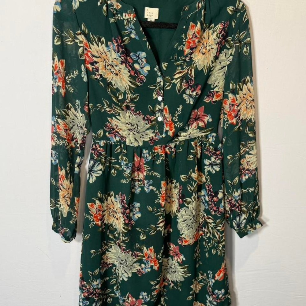 Green floral mini dress